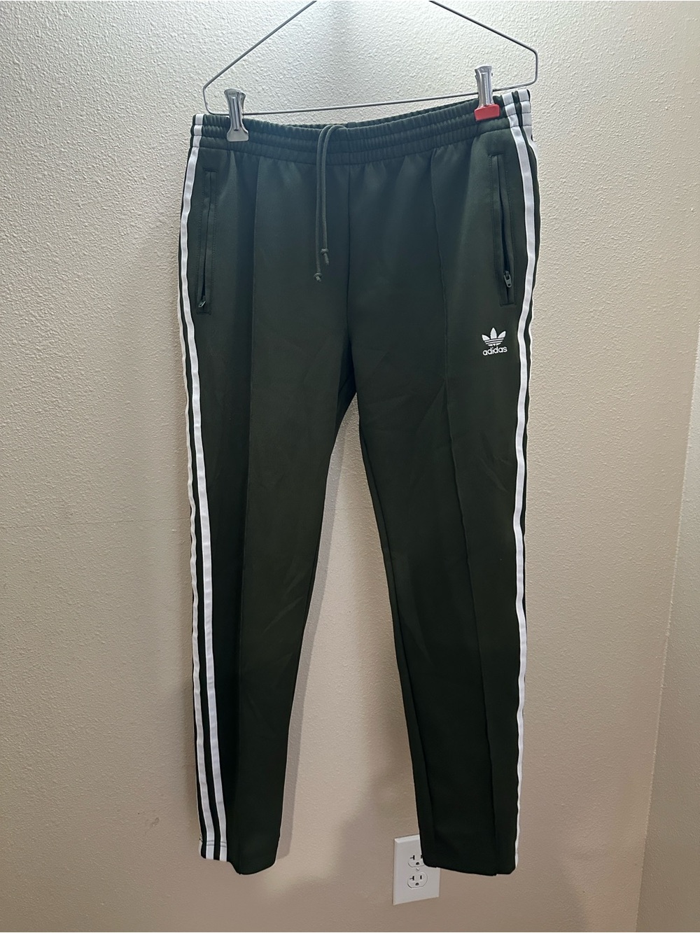 adidas Olive Green Track Jacket and Pants with White Stripes - Picture 3 of 5